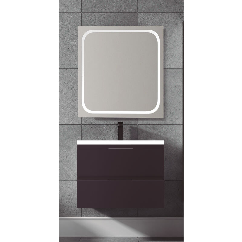 

KIT de Mueble de Baño TOSCANA RESINA, Formado por Mueble de Baño Color ANTRACITA Ancho 80cm, Lavabo de Resina y Espejo