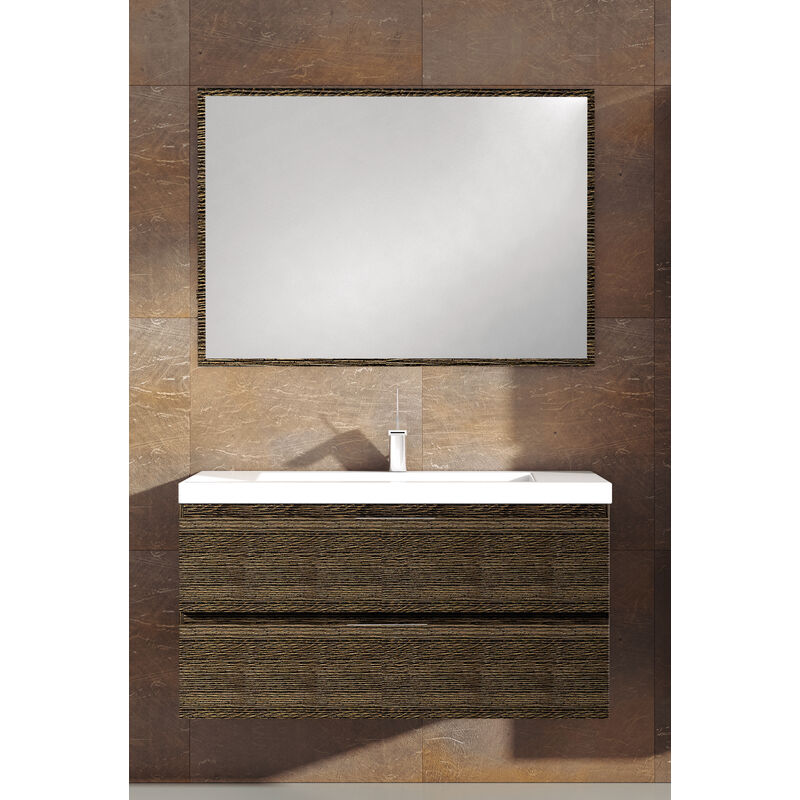 

KIT de Mueble de Baño TOSCANA RESINA, Formado por Mueble de Baño Color WENGE MALÍ 120cm, Lavabo de Resina y Espejo a Juego