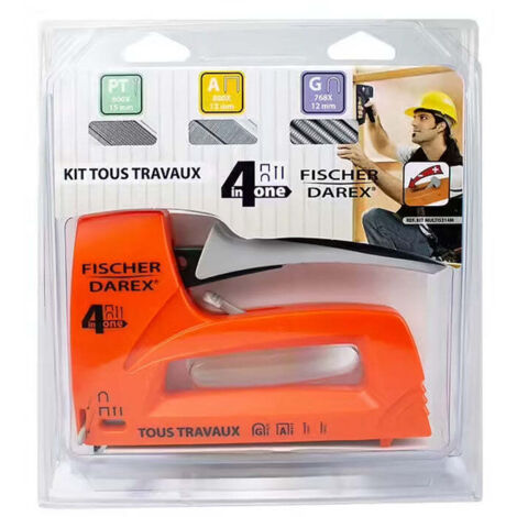 Kit multi-fonctions agrafeuse-cloueuse agrafes cavaliers pointes FISCHER DAREX - 25141649