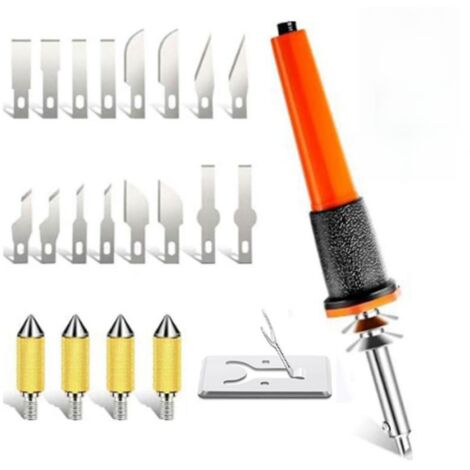 Kit multifuncional de corte eléctrico en caliente con 16 cuchillas, 4 manguitos de sujeción, soporte metálico y cuchilla de corte en caliente para plantillas. Enchufe europeo de 220 V.