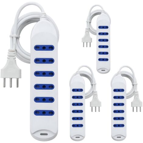 Kit multipresa bianca 4 con 6 prese bivalenti