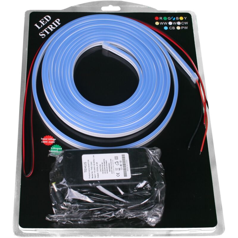 

Kit Neon led flexible 5m azul decorativo 12VDC 6 * 12mm incluye transformador y 1m cable - Jandei