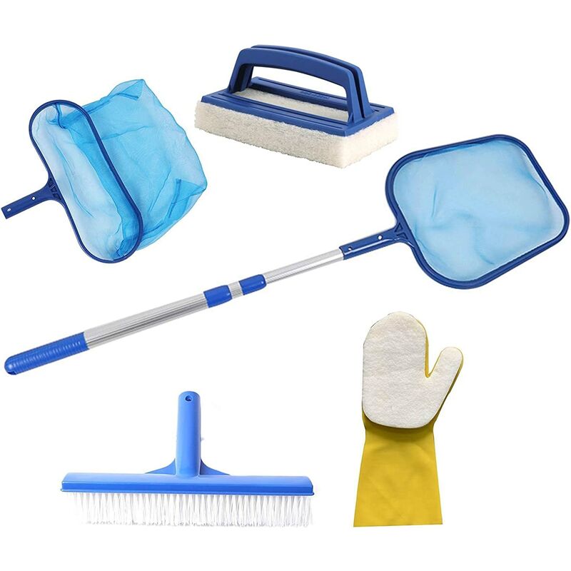 Kit Nettoyage Piscine, Kit de Nettoyage d'entretien pour Accessoires D'aquarium 6 Pièces pour Aquarium, Spa, Bain À Remous Et Petite Piscine Filet