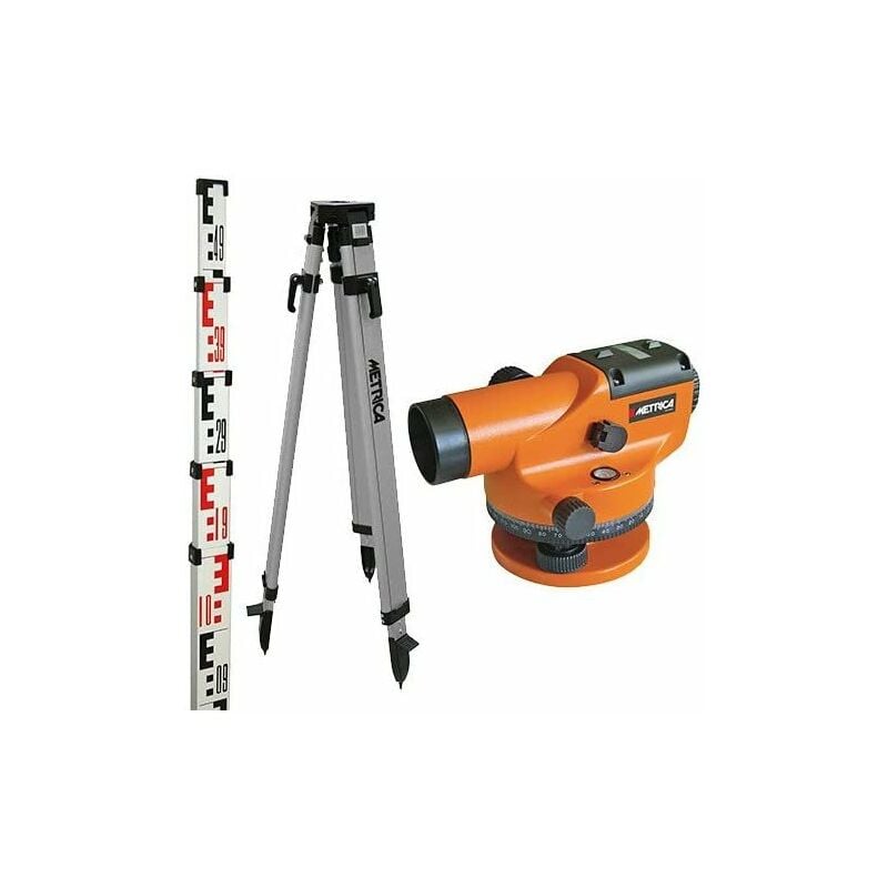 Metrica - Kit niveau optique 32X portée 1000m + trépied + mire 4m - 89222