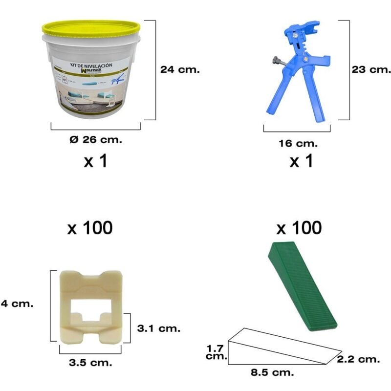 Kit de nivellement pour carreleur (Pistolet, cales et cales)