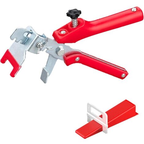 Kit Nivellement Carrelage avec 1 Pince, 2mm 400 Pièces Clips, 200 Cales Réutilisables, Système Croisillon Joint Carrelage Autonivelant, Outillage Niveleur Carrelage pour Bricolage et Professionnels