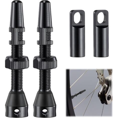 Kit nucleo valvola tubeless da 2 pezzi, stelo nucleo valvola tubeless anti-intasamento da 44 mm, adatto per pneumatici da strada e da mountain bike.