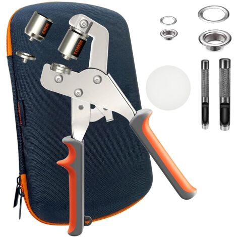 Kit occhielli in metallo da 6 mm e 10 mm, pinze per occhielli per teloni e tessuti, set occhielli per teloni con 200 occhielli e kit di attrezzi