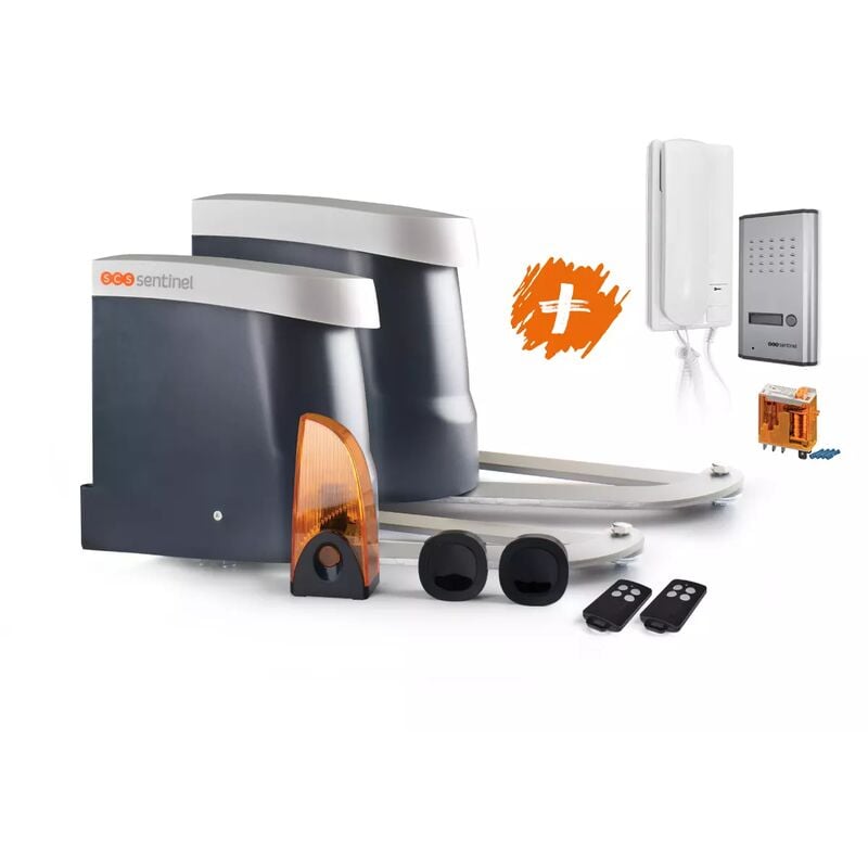 Kit motorisation portail battant+interphone audio+relais 12V, OpenGate 2 Integral - Scs Sentinel