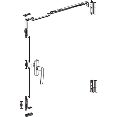 Kit oscillo-battant Galicube 1 V FAPIM à crémone Gea - Compas moyen 562 à 1200 mm - Noir 9005 - 1330BF37