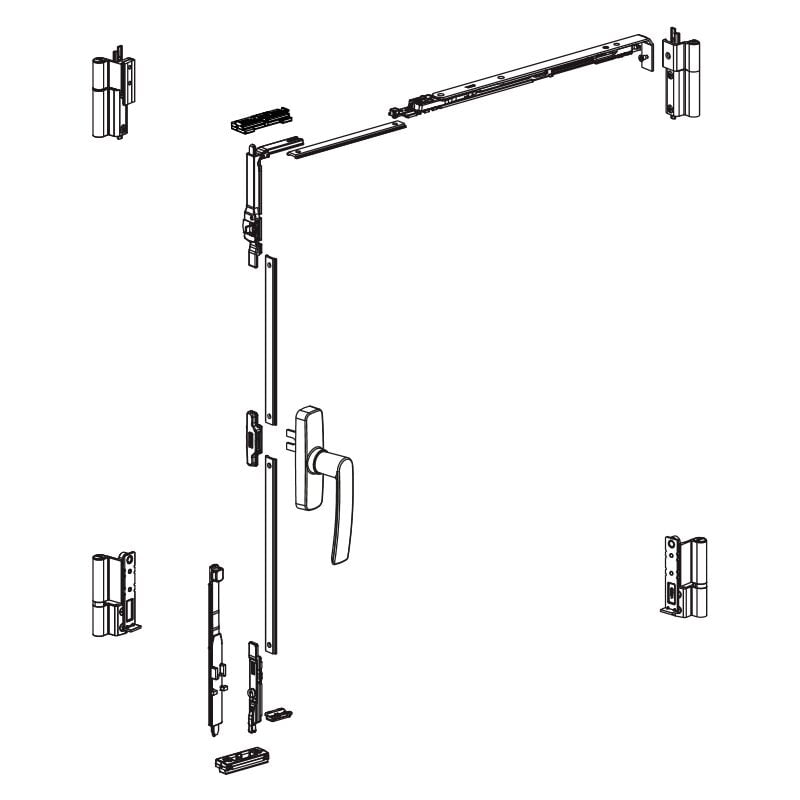 Kit oscillo-battant Galicube 2 v Fapim crémone Gea - compas moyen 562 à 1200 mm - noir RAL9005 - 1331GF37
