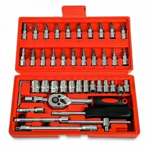 Kit Outil 46 en 1 Multifonction Tournevis Douilles Mallette Bricolage Réparation Maison Bureau