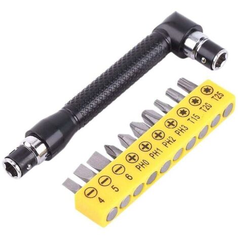 Kit Outil Main Clé À Douille Hexagonale 1 4 Pouce Avec 10 Embouts Tournevis Coudés