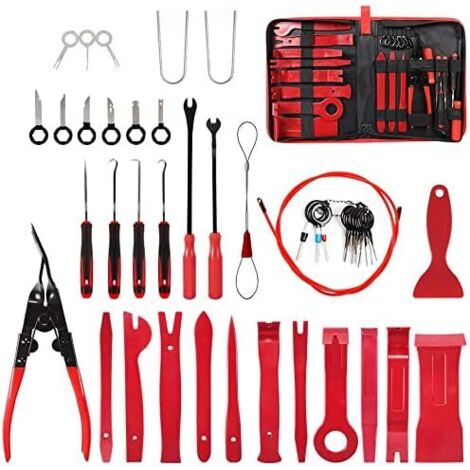 Kit Outils de DéMontage Garnitures Voiture,43tlg Demontage Plastique Voiture pour Radio,Audio,Garniture Intérieure,Dash,Tableau Bord(Haute Dureté, mais n’abîme Pas la Auto) 43PCS -