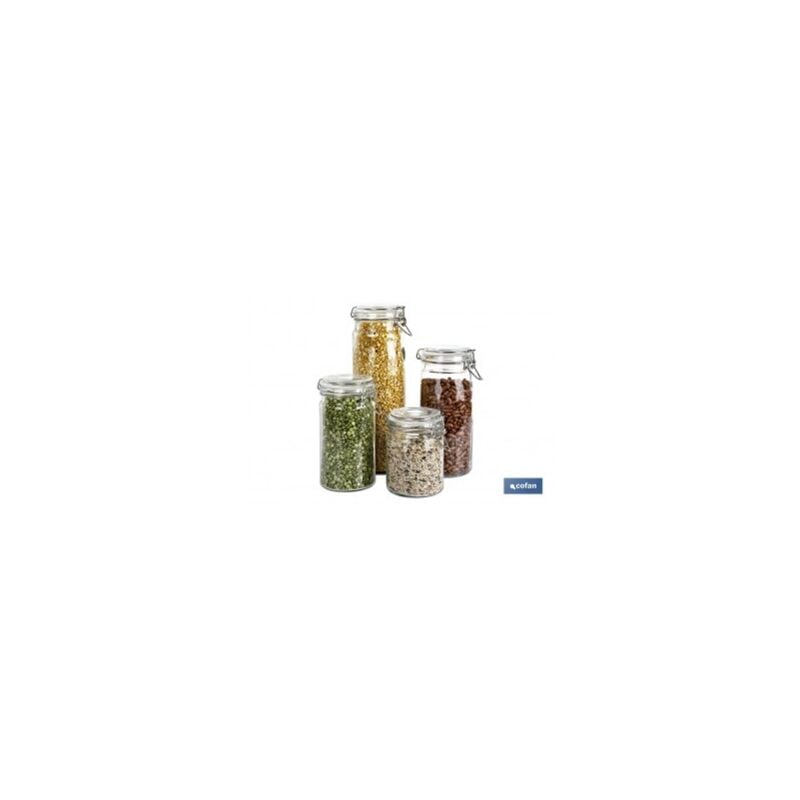 

Set 4 frascos cristalmas clip acero 2100ml1500ml1150ml750ml