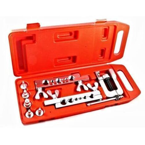 Kit Pagliettatrice/Cartellatrice/Flangiatubi/Svasatrice/Alesatrice per tubi con accessori in valigetta