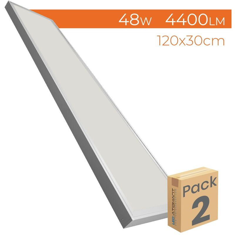 

Led Atomant Sl - Kit Panel LED 120x30cm 48W 4400LM + Soporte de Superficie Blanco | Blanco Cálido 3000K - Pack 2 Uds. - Blanco Cálido 3000K