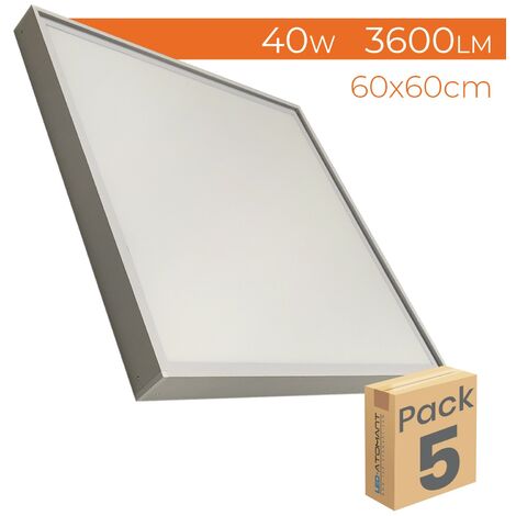Kit Panel LED 60x60cm 40W 3600LM + Soporte de Superficie Blanco | Pack 1 Ud. - Blanco Neutro 4500K