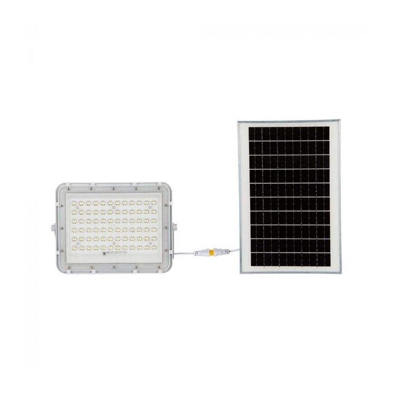 V-tac - VT-120W Projecteur led blanc avec panneau solaire 15W et télécommande Projecteur led avec batterie remplaçable 6400K Câble 3m - 7843
