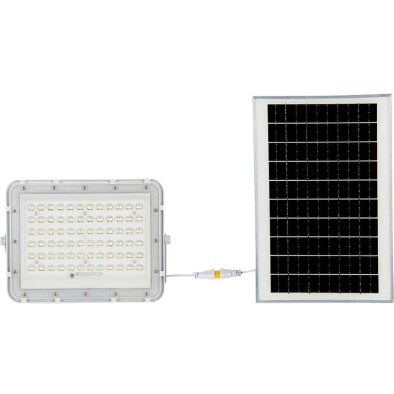 V-tac - VT-120W Spot led blanc avec panneau solaire 15W et télécommande Projecteur led avec batterie remplaçable 4000K Câble 3m - 7844