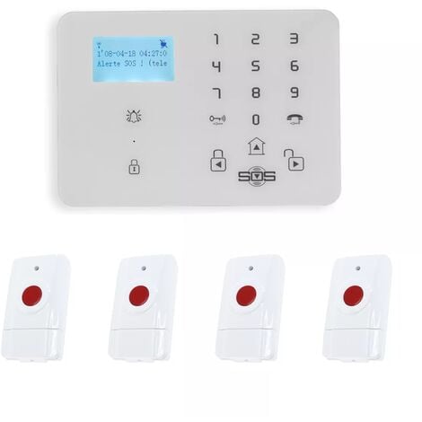 Kit panique GSM 2G+3G+4G urgence 4 alertes sans-fil - Transmetteur réseau mobile KP-9 + 4 boutons paniques (gamme KP)