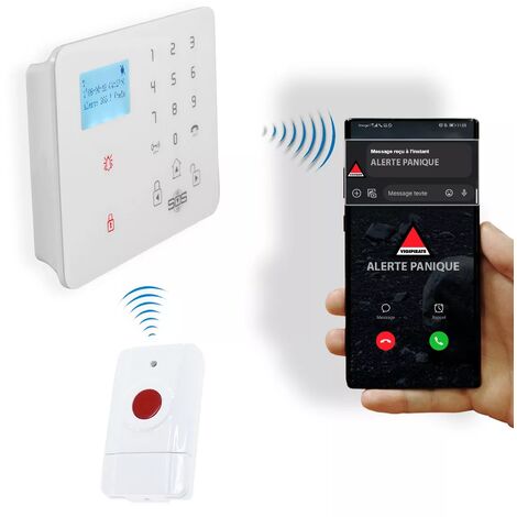 Kit panique GSM 2G+3G+4G urgence alerte sans-fil - Transmetteur (réseau mobile) KP-9 + 1 bouton panique (gamme KP)