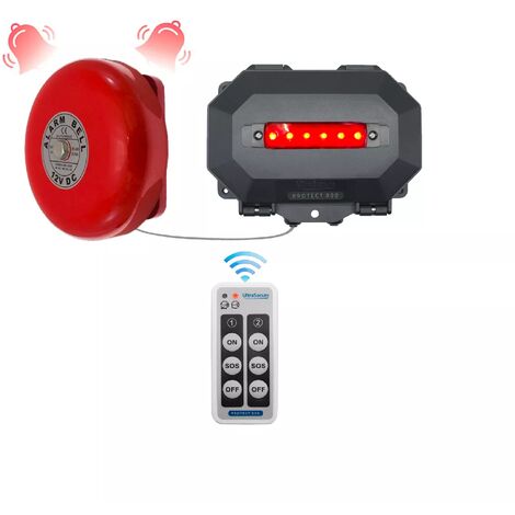 Kit panique sécurisé robuste sans fil 800m LED + cloche + télécommande multi-fonction SOS durées réglables (PROTECT 800)