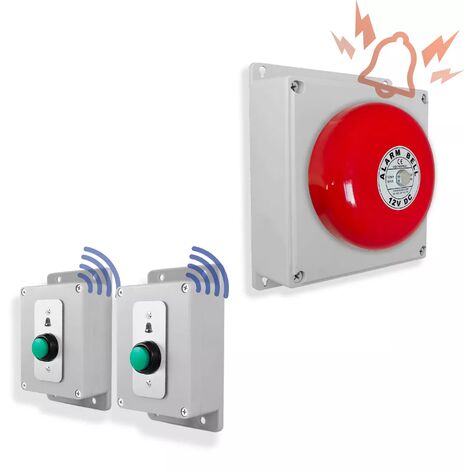 Kit panique SOS sans-fil avec cloche - Haute-résistance / 800m / 2 boutons pro autonomes sur piles (Gamme PROTECT 800)