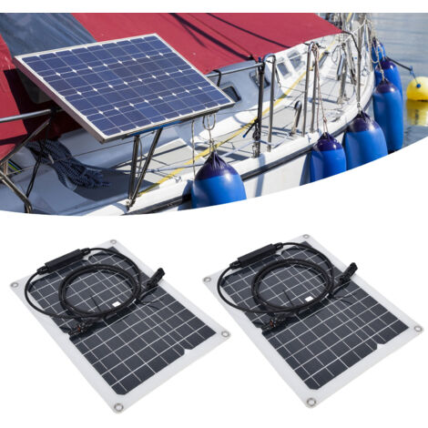 Kit Panneau Solaire - 2 Panneaux Solaires 15W Portables Kit Monocristallin pour Outdoor Bateau Caravane RV