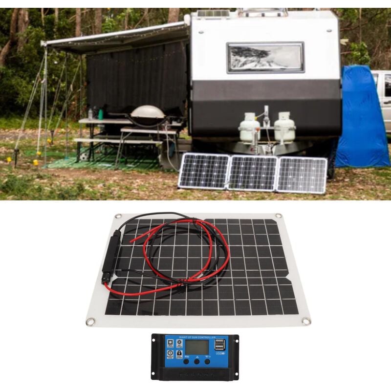 Zoternen - Panneau Solaire 300W 12V/18V,Panneau Solaire Portable avec Régulateur de Charge Solaire+Câble+4 Ventouses,pour Batteries,Camping-car,Bateau