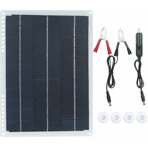 Kit panneau solaire 20W DC 12V avec double port USB et 1 * Port Type-C et 1 * Port D C / 1 * Chargeur, étanche IP65, 1 pièce - 1 pièce
