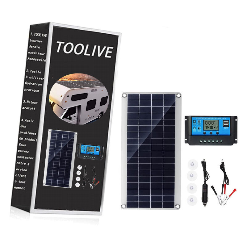 Kit panneau solaire 25W 12V avec régulateur de charge 20A, idéal camping-car, yacht, jardin, éclairage extérieur.