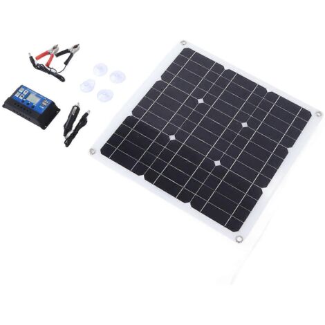 Kit panneau solaire 30 W avec double sortie USB CC, cellules solaires et contrôleur 100 A pour batterie de voiture ou bateau