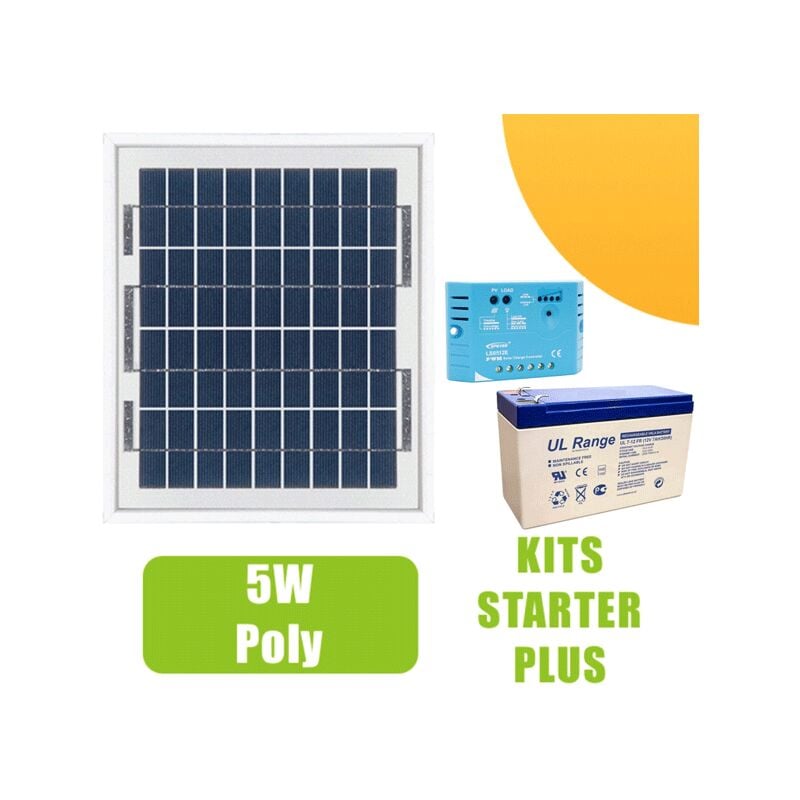 Ohm-easy - Kit panneau solaire 5W 12V avec régulateur 5A et batterie