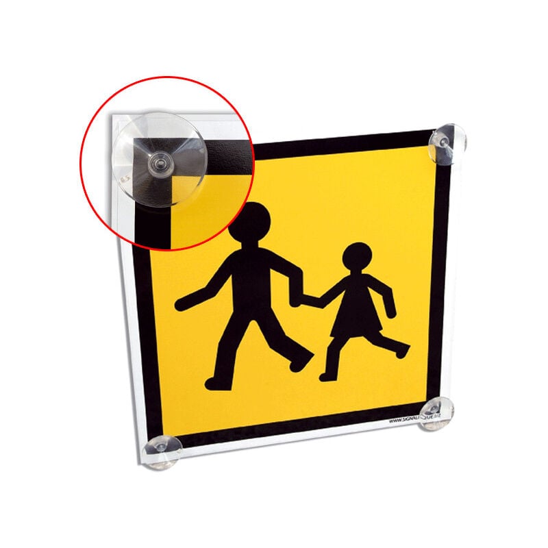 Signaletique.biz France - Kit panneaux transport scolaire (W0120), percé aux 4 angles, livré avec ventouses (W0014) - Aluminium rétroréfléchissant