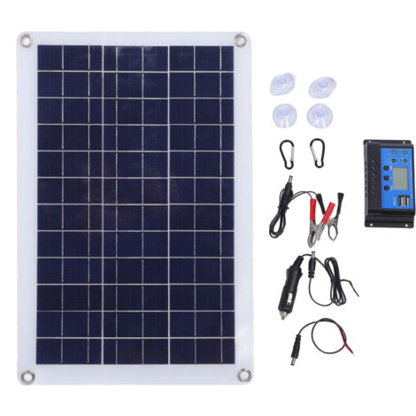 Kit pannello solare monocristallino da 20 W con controller impermeabile da 60 A - per campeggio