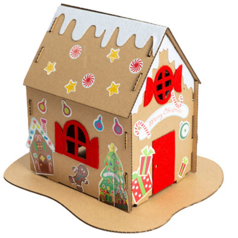 Kit para hacer galletas de casita de jengibre (DIY), decoración navideña de escritorio, kit de manualidades navideñas, casita de juguete navideña con luces, manualidad navideña, mini casa de jengibre 