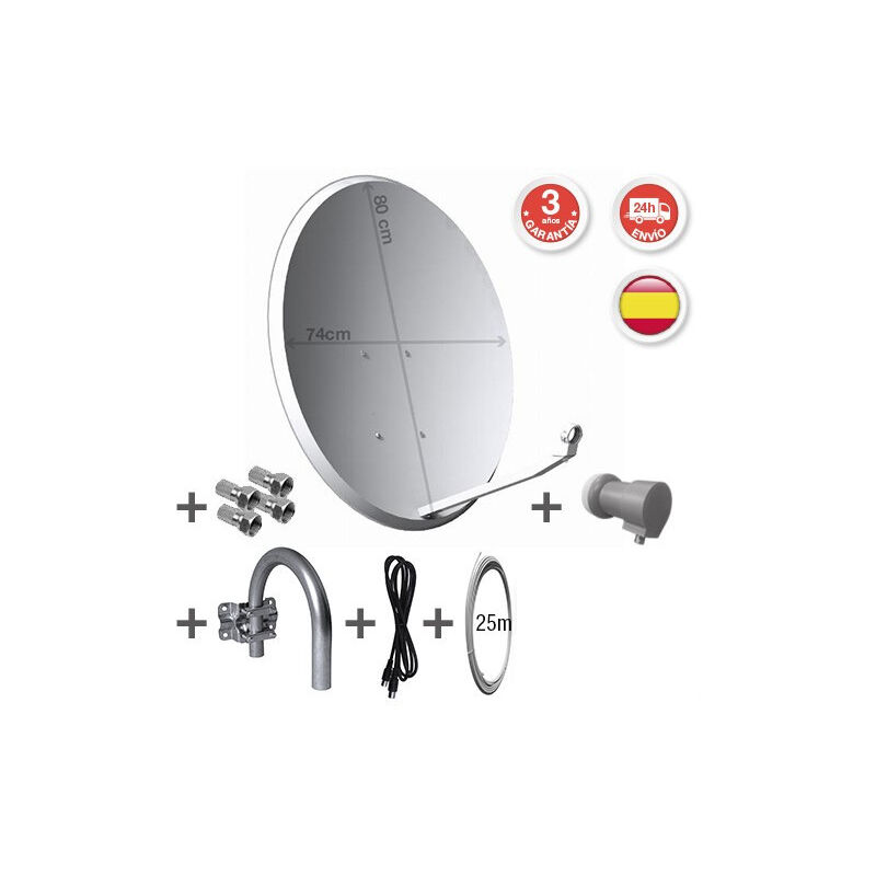 Kit Parabolica 80cm Offset Fe Lnb Pp35 Cable Tecatel K80c1lscc