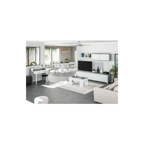 KIT PARETE ATTREZZATA ALIDA CM. 41X200X43H BIANCO/CEMENTO