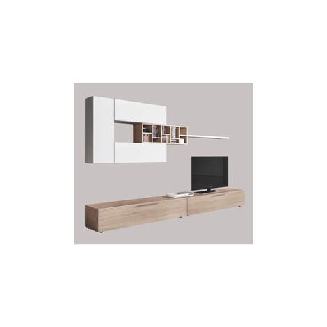 KIT PARETE ATTREZZATA DECO' CM. 260X42X32H ROVERE/BIANCO