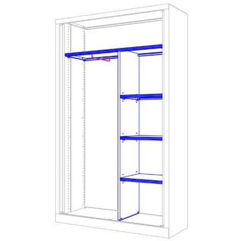 Kit penderie pour armoire L 120 cm – Dimensions H 154 x L 60 cm – Équipement complet avec tablette et support cintre