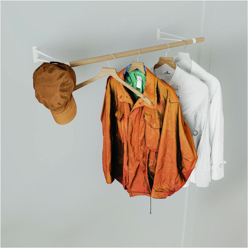 Penderie murale bois et métal blanc ysia