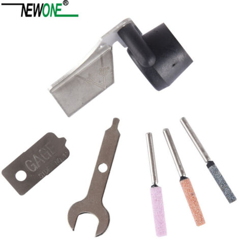 Kit per affilare motoseghe, set di accessori per utensili rotanti con guida angolare di affilatura e pietre abrasive.