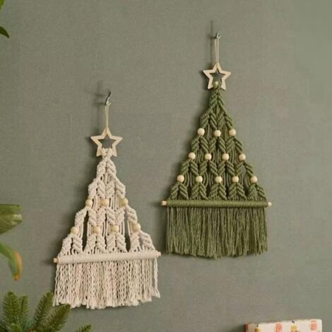 Kit per albero di Natale in macramè, decorazione per albero di Natale a forma di stella, albero di Natale in macramè in stile bohémien, lavoretti natalizi per eleganti soggiorni, camere da letto e cor