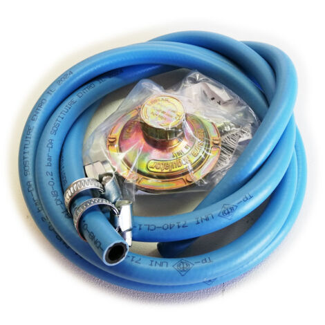 Kit per allaccio bombola gpl ( regolatore + tubo + fascette ), lunghezza  1 regolatore + 2 fascette + 5mt tubo