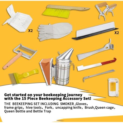Kit per apicoltura Guanti anti-api King Nail Spazzola per api Porta-milza Attrezzi per apicoltura