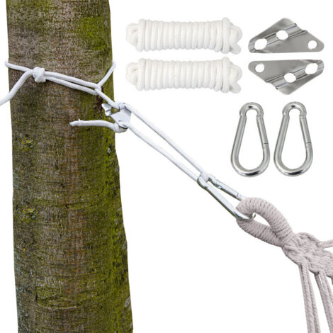 Kit per appendere la vostra amaca XXL  Corda 6 m  Peso massimo supportato 190 Kg  Kit completo incl moschettoni e regolatori di lunghezza