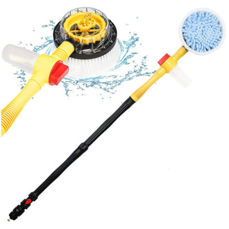 Kit per autolavaggio rotativo - Spazzola in schiuma + pistola ad alta pressione - Manico lungo per cerchi/carrozzeria