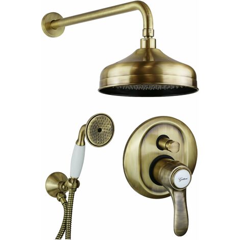 Kit per bagno in colore bronzo con soffione e miscelatore doccia Gattoni Antigua 3490/PDV0 Bronzo