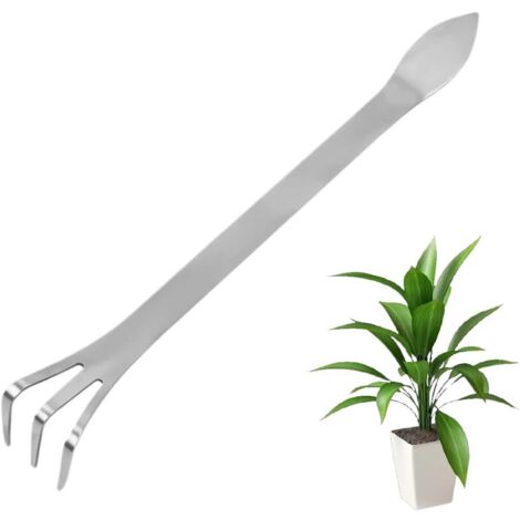 Kit per bonsai con rastrello a uncino e schaufel, realizzati in acciaio inox a 3 denti, per la manutenzione delle radici dei bonsai con impugnature ergonomiche.
